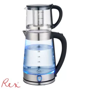 چای‌ساز رکس مدل VS-T2500 | کتری 2.5 لیتر و قوری شیشه‌ای 1 لیتر با قدرت 1800 وات